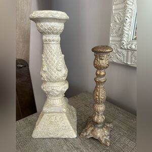 Elegant Cream and Gold Candle Holders